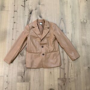 Faux leather blazer jacket